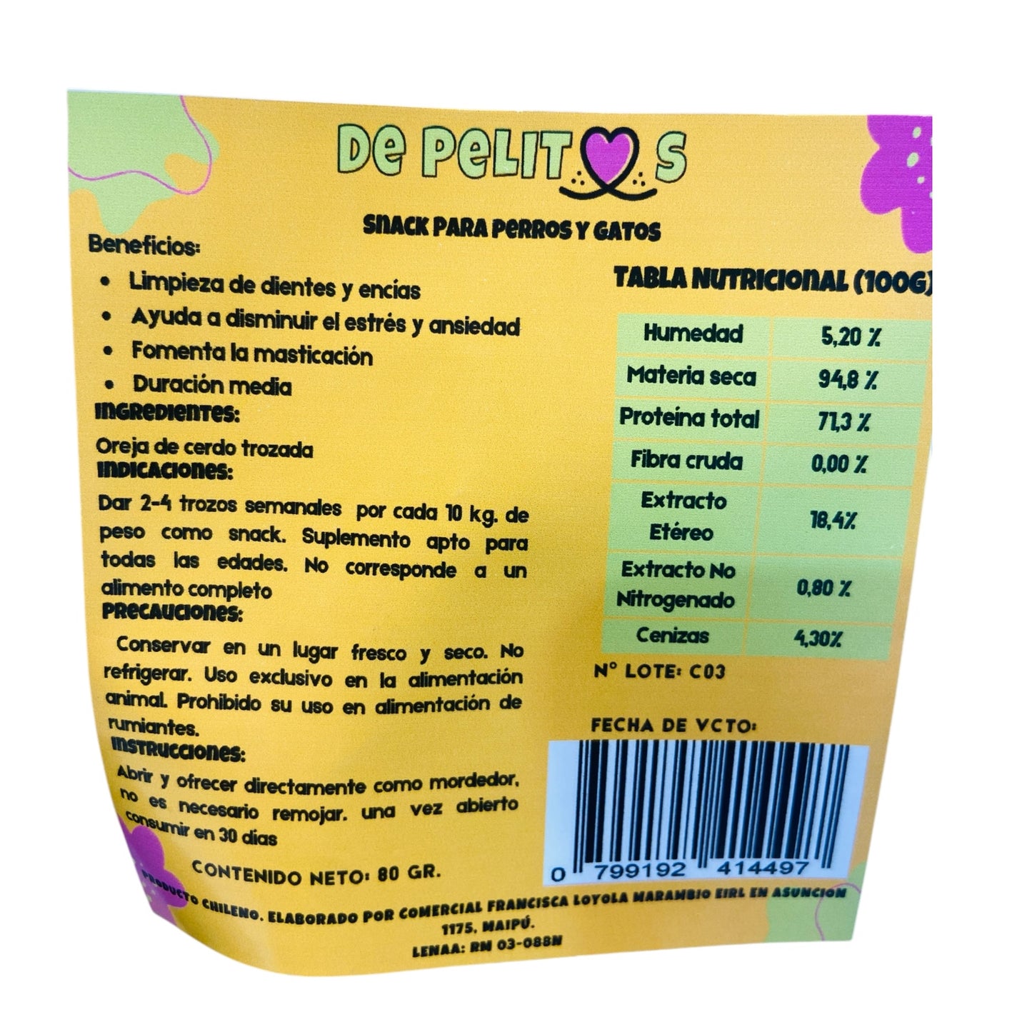 Orejas de Cerdo en Trozos (80g)
