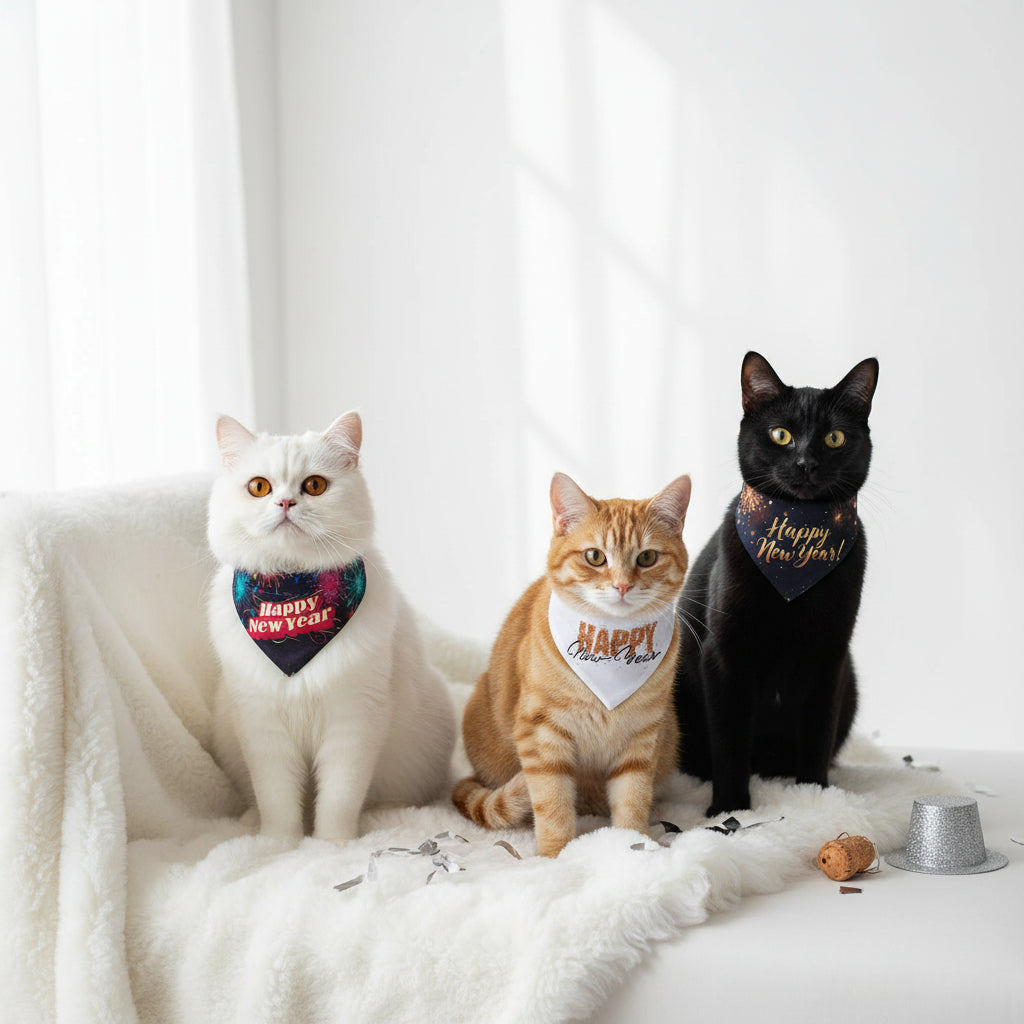 Bandanas Año Nuevo Perro y Gato