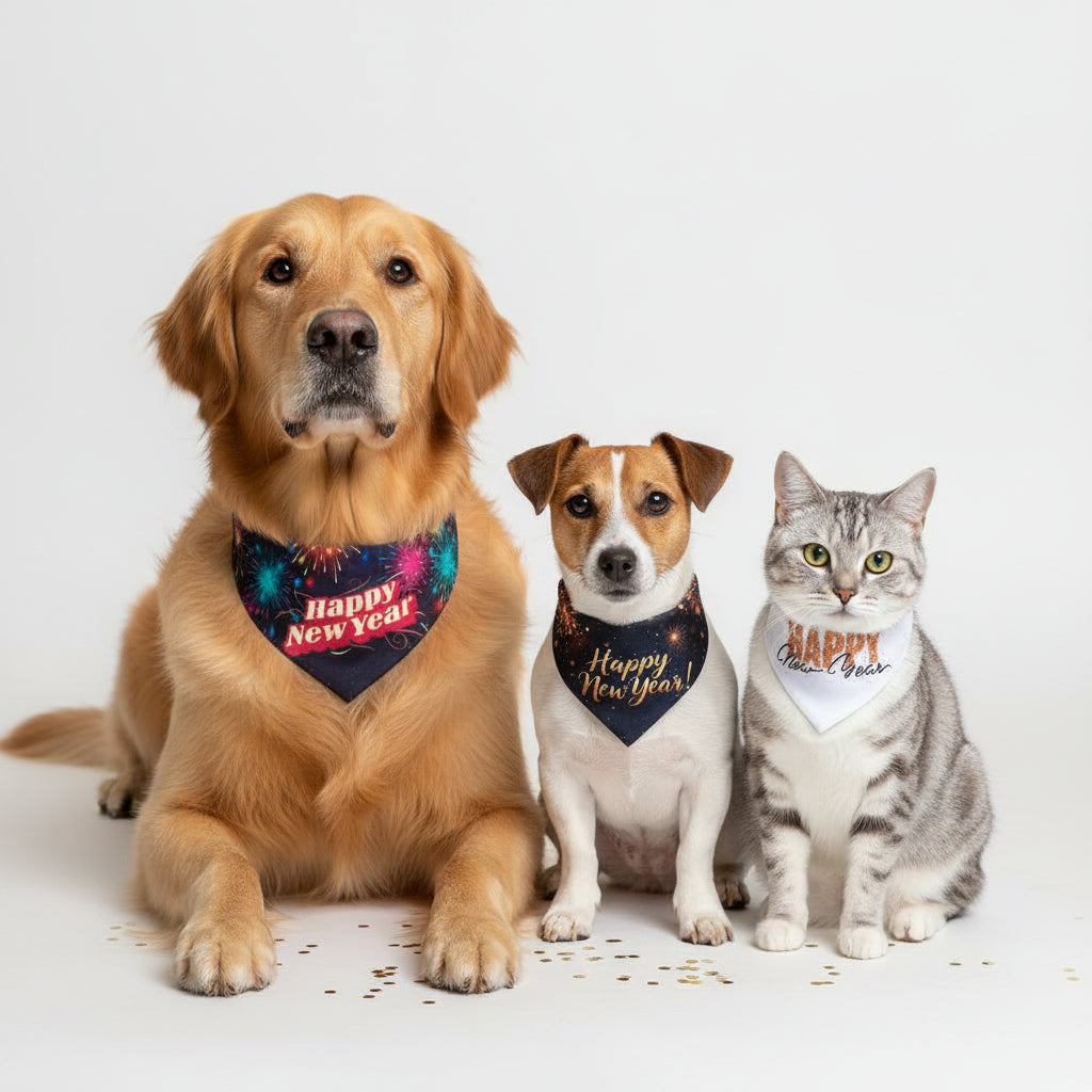 Bandanas Año Nuevo Perro y Gato
